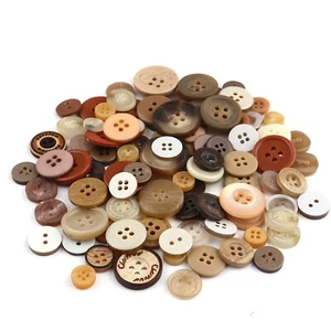 25g Randomly mixed Cream & Brown Resin Craft Sewing buttons 11mm - 30mm - Picture 1 of 1