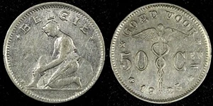 Belgium Nickel 1923 50 Centimes French text XF KM# 87 (25 017) - Picture 1 of 3