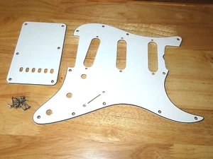 Fender 1980 White 3 Ply Stratocaster Pickguard & Tremolo Cover - Picture 1 of 2