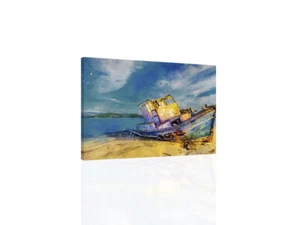 Beached Boat II - CANVAS or PRINT WALL ART - Picture 1 of 2