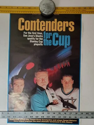 San Jose Sharks "Contenders for the Cup" Poster - San Jose Mercury News 1993 - Image 1 of 3