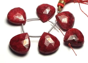 6 pcs RUBY 16-18mm Faceted Teardrop Beads Genuine Stone /T5 - Picture 1 of 2