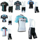 Bianchi Cycling Jersey Comfortable Short Sleeve Racing Shirt Gel Bib Short Set