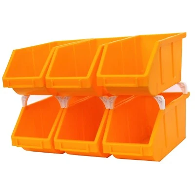6-Pack Stackable Storage Bins Tool Part Container Yellow 5" w x 10" d x 5" h - Image 1 of 4