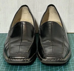 JENNY by ARA Womens Black Leather Slip on Pumps Shoes Size 4G German Made - Picture 1 of 17