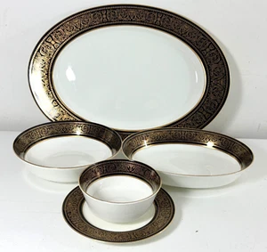 Mikasa Mount Holyoke Bone China Serving Pieces: Platter, Bowls, Gravy Boat - Picture 1 of 13