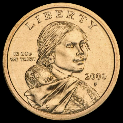 2000 P Sacagawea Dollar US Mint Coin in "Brilliant Uncirculated" Condition Cover