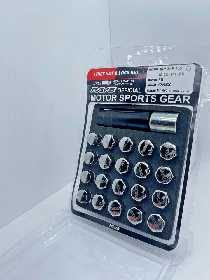 Rays lug Set of 20 Rays 17HEX Lug Nuts Lock 20pcs 12x1.5 Chrom Dc R honda Nsx - Image 1 of 4