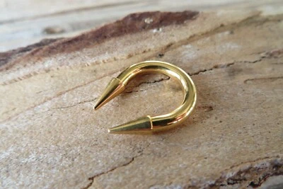 Gold IP 6G 8G 10G 12G 14G Horseshoe Long 8mm Spike Surgical Steel Piercing - Image 1 of 4