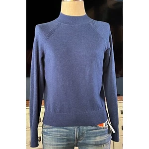Maglione pullover blu nuovo con etichette $120 Everlane 100% cashmere raglan finto collo S - Foto 1 di 11
