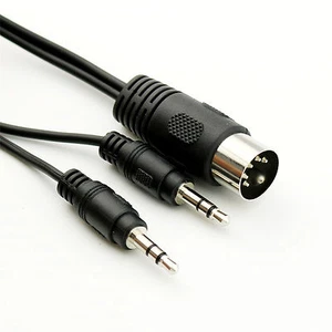 1x 5 Pin Din MIDI Male Plug To Dual 3.5mm Stereo Male Audio Adapter Cable 1.5FT - Picture 1 of 5