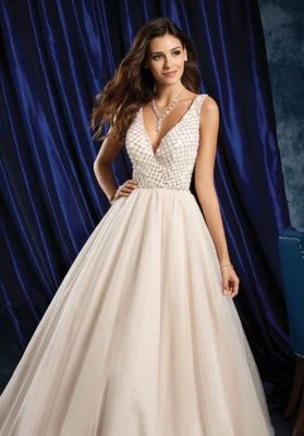 972 ALFRED ANGELO SAPPHIRE BLUSH/SILVER SZ 10 $1799 WEDDING GOWN DRESS - Image 1 of 4