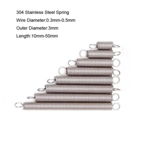5Pcs 304 Stainless Steel Tension Spring Pull Stretch With Hook Small Spring - Picture 1 of 3