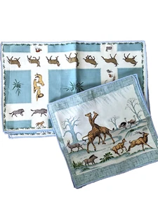 4 Cloth Placemats And 4 Napkins African Safari Theme Giraffe Lion - Picture 1 of 5