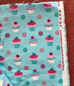 New Exclusively for Joann Fabric's Flannel w/ cupcakes soft/cute 2yds - Picture 1 of 3