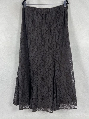 Maxi falda de encaje Chico’s para mujer 2 EE. UU. grande marrón línea A floral elástica Foto 1 de 4