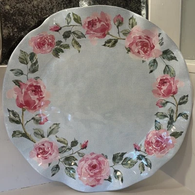 Sur La Table 'Rose Nuage' Melamine Round Platter 17.5" Pink Green Sky Blue NEW - Image 1 of 3
