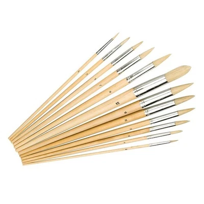 Silverline 12tlg Spitzspitzen Künstlerpinsel Set 1-12mm Pinsel 675298