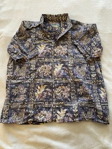 Reyn Spooner Hawaiian Print Button Down Shirt Mens Size L Reverse Print - Bild 1 von 8