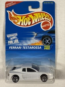Hot Wheels Ferrari Testarossa White #497 Blue Card Chrome 5 Spoke Wheels 16304 - Bild 1 von 4