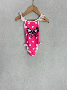 Disney Mickey + Minnie Mouse, Girls Pink Spotty Swimsuit, Size 12M - Brand New - Picture 1 of 9