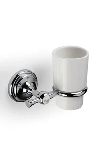 Croydex Flexi-Fix Traditional White Bathroom Tumbler with Chrome Mount - 1919 - Picture 1 of 5