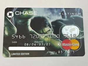 The Incredible Hulk Platinum MasterCard Credit Card Marvel Chase Manhattan Bank - Picture 1 of 2