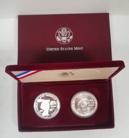 CS0283SOSXiP U.S. MINT COMMEM 2 COIN YEAR 1983-S OLYMPIC MS & PR SET TONED PGP!! Cover