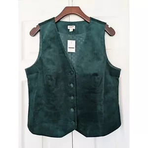 J. Crew Velvet Button Front Vest Womens Size 12 Green NWT $98 CE348 - Picture 1 of 6