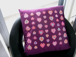 polyester suede love heart pattern chshion cover purple - Picture 1 of 3