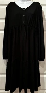 Woman’s Black NEW dress Long Sleeves Casual Elastic Wrist Sleeve Size XL CUTE! - Picture 1 of 13