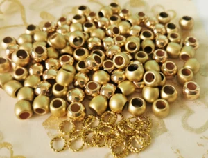 200 Gold Metallic 9/10 beads large 5mm hole (140) & alloy ring*To clear *FreeP&P - Picture 1 of 2