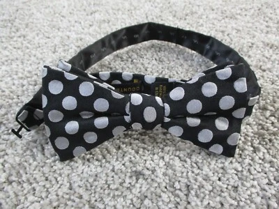 Countess Mara 男式西装圆点黑色银色礼服领结可调节领结 — 第 1/4 张图片