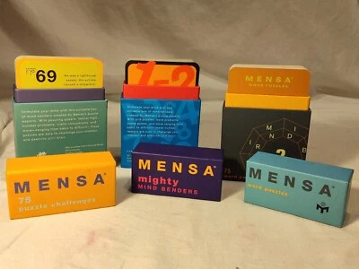 Mensa Games Puzzle Challenges Mind Benders Word Puzzles Lot Of 3 - Image 1 of 4
