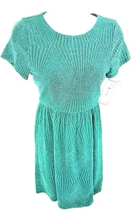 Medium Trixxi Girl Green Casual Party Dress Stretch Sparkle Short Sleeves - Picture 1 of 5