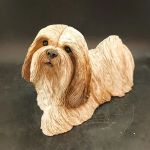 Lhasa Apso Dog Sandicast Sculpture c.1989 Signed Sandra Brue Excellent Condition - Picture 1 of 8