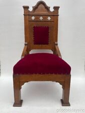 Antique Quarter Sawn Oak Gothic Queens Mrs. Claus Chair Throne 