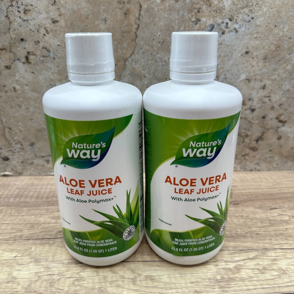 Lote de 2 Jugos de Hoja de Aloe Vera Natures Way con Polymax+, 99,5% Aloe Purificado Foto 1 de 4