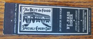 BYPASS DINER (HARRISBURG, PENNSYLVANIA) 1940er MATCHBOOK MATCHCOVER -F7 - Bild 1 von 2