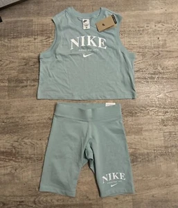 Nike Sportswear Cropped Tank & Shorts Light Blue Size S/M - Picture 1 of 5