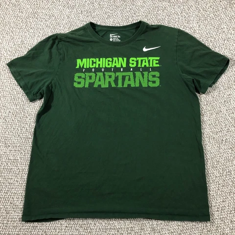 Nike Michigan State Shirt Adult L Green Short Sleeve Athletic Cut Mens 1322 Cover