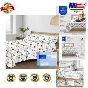 Fade Resistant Luxury Christmas Print Sheet Set – California King Cotton Bedding - Picture 1 of 9