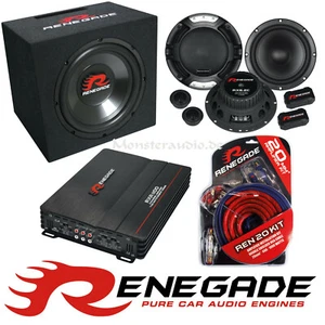 Renegade Set 4 30cm Subwoofer Verstärker Lautsprecher Komplettset car-hifi-set - Bild 1 von 1