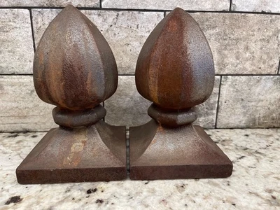 Valla de hierro fundido 2VTG remate puerta redondo punta octágona gótico oxidado 7,5" 12 lb Foto 1 de 4