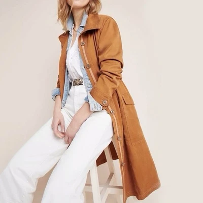 Jaqueta Anthropologie Uma Utility Duster tamanho P trincheira de camelo em excelente estado usado - Imagem 1 de 4