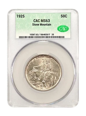 1925 Stone Mountain Silver Half Dollar Commemorative - CAC MS-63 - Image 1 of 4