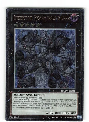 Yugioh INSEKTOR EXA-HIRSCHKÄFER , gaov-de050 Ultimate Rare deutsch Near Mint  - Bild 1 von 2
