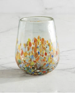NEU Artistico stielloses Weinglas Kunstglas Konfetti mundgeblasen Mexiko 13 Unzen - Bild 1 von 1
