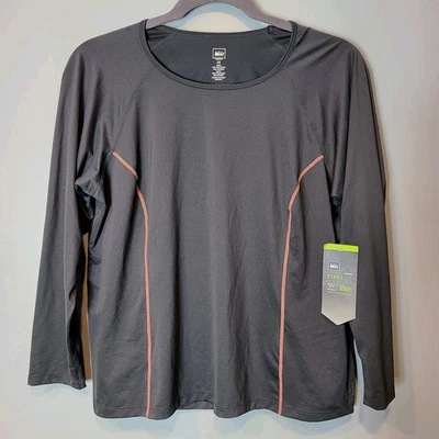 REI Top Mujer 2X Aire Libre Senderismo Activo Correr Deporte Manga Larga Nueva Camiseta Elastizada Foto 1 de 4