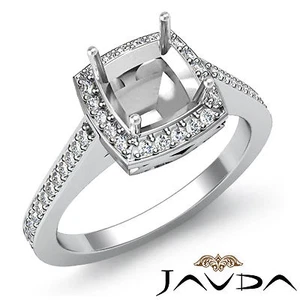 Halo Setting Cushion Semi Mount VS1-VS2 Diamond Engagement Ring 14k W Gold 0.5Ct - Picture 1 of 6